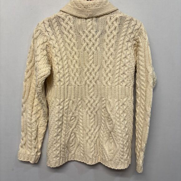 Aran Sweater Market Women Knit Fisherman Cardigan XS X-Small Merino Wool C024 -9 - Picture 12 of 15